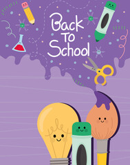 back to school supplies characters