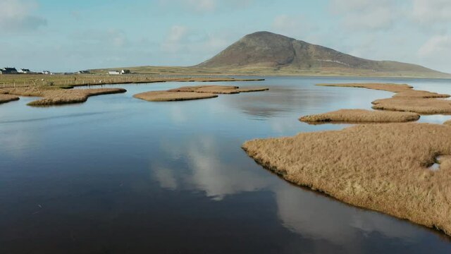 Top view of the salt marshes at Northton on the Isle of Harris, Outer Hebrides, Scotland