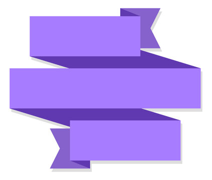 Purple Sticker Ribbon. Empty Text Flag Banner