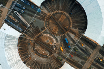 Old train turning point, docking station for trains from up above, shot on Mavic 2 Pro