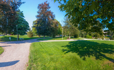 A view of the Åbro parken town park in Värnamo, Sweden
