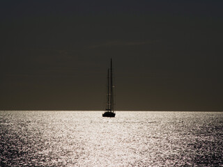 view of the ship's sea, the ship sails in the sea