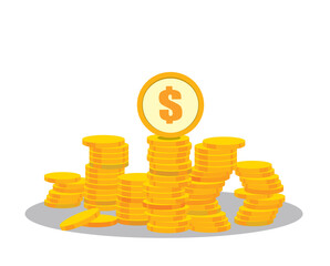 pile of dollar coins vector illustration eps10