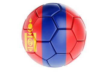 Obraz premium Soccer ball or football ball with Mongolian flag, 3D rendering