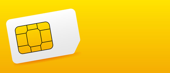 Mobile Sim Card. Vector Illustration Isolated on Yellow Background - obrazy, fototapety, plakaty