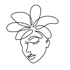 Face of an abstract woman with a flower.