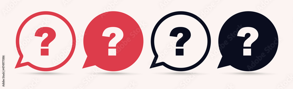 Poster question mark set of vector isolated icons. help sign speech bubble. chat question icon. question co