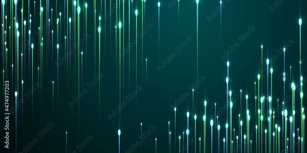 Wall mural dynamic vertical line rays data flows vector.
