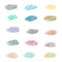 Crayon pencils strokes textures swatches in pastel colours