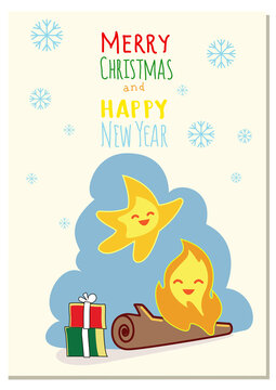 vector image of Christmas postcard