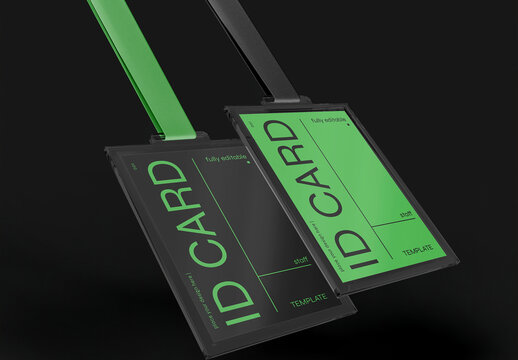 Two Hanging ID Cards Mockup