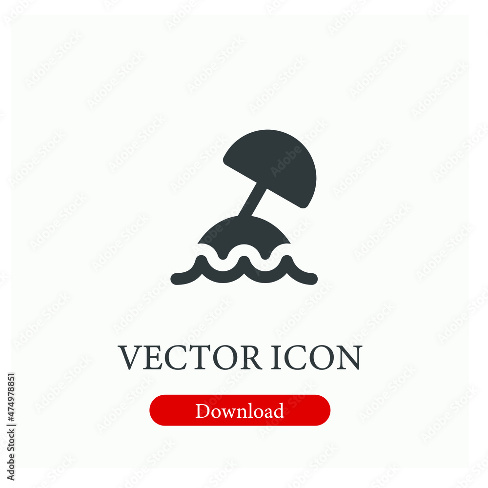 Poster beach vector icon. editable stroke. symbol in line art style for design, presentation, website or ap