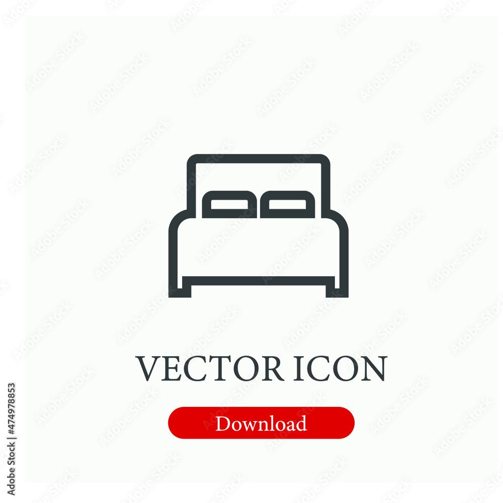 Poster bed vector icon. editable stroke. symbol in line art style for design, presentation, website or apps