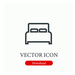 Bed vector icon. Editable stroke. Symbol in Line Art Style for Design, Presentation, Website or Apps Elements, Logo. Pixel vector graphics - Vector