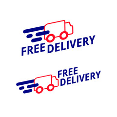 &ldquo;Free Delivery&rdquo; vector tag set. Illustrations of &ldquo;FREE DELIVERY&rdquo; tag. Isolated elements on white background. Editable colors.