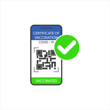 Smartphone With Qr Code On The Screen. Travel Authorization Concept With Vaccine Passport And Digital Health Pass, European Green Pass. International Vaccination Certificate