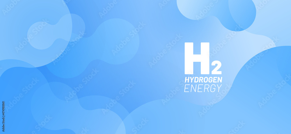 Wall mural abstract blue background for website banner in bright blue. floating round elements and molecules wi