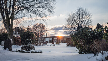 Winter landscape on a cemetery