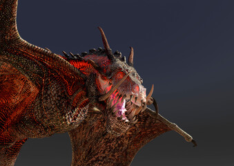 dragon is hunting down on desert close up
