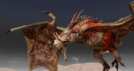 dragon is hunting down on desert