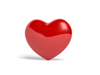 Red heart isolated on white background. 3d illustration. Valentine's day.