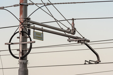 Overhead power line of a railway