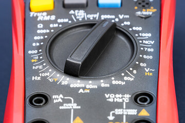A modern multifunctional multimeter for measuring voltages and short circuits. Close-up