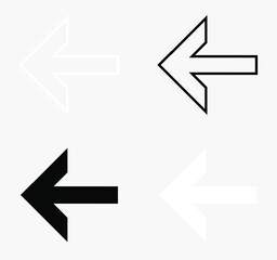 Set of Go back left arrow icon. Return arrow  icon sign symbol in trendy flat style.  Left vector icon illustration isolated on gray background