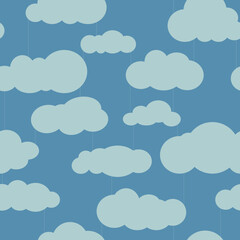 Seamless square pattern with clouds and rain