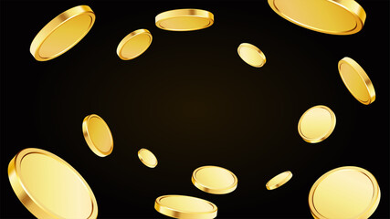 Gold rotating coins. Flying coins, or flying money.