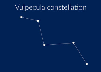 Vulpecula zodiac constellation sign with stars on blue background of cosmic sky