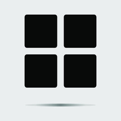 Vector navigation menu UI icon. Four squares icon. Signs and symbols collection icon for web site design, logo, app, UI isolated on gray background