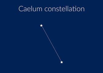 Caelum zodiac constellation sign with stars on blue background of cosmic sky