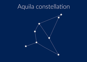 Aquila zodiac constellation sign with stars on blue background of cosmic sky
