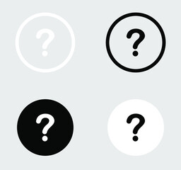 Set of Question Mark Icon - Vector, Sign and symbol for web site design, logo, app, UI. Question mark icon in circle isolated on gray background