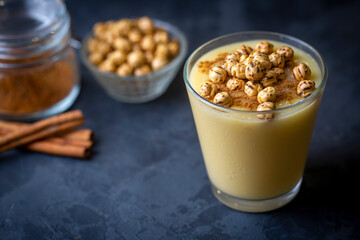 Traditional Turkish drink with roasted chickpea Boza or Bosa