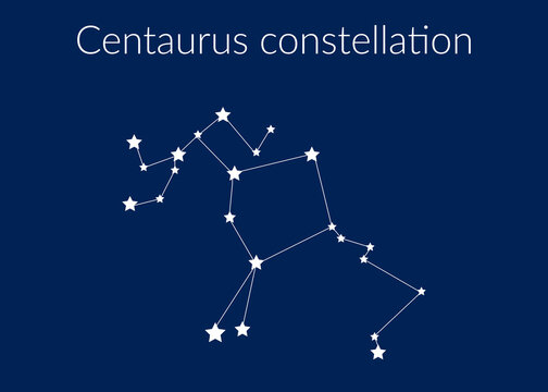 Centaurus zodiac constellation sign with stars on blue background of cosmic sky