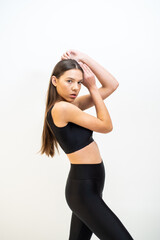 Fototapeta na wymiar Young woman test model snap shoot