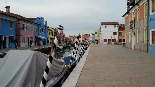 Burano, Venice, Italy - walking through the streets of the colorful city in the Venetian lagoon