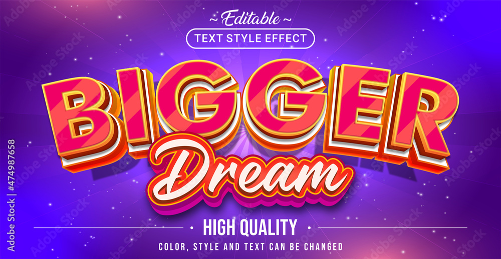 Poster Editable text style effect - Bigger Dream text style theme.