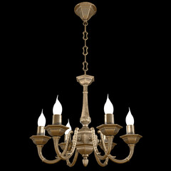 Vintage chandelier isolated on black background. 3D illustration.