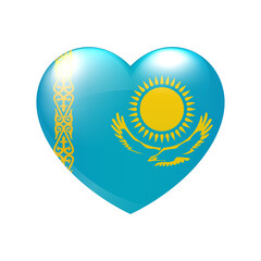 Kazakhstan flag in heart. Love symbol. Vector country icon isolated eps10