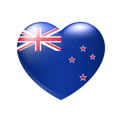 New Zealand flag in heart. Love symbol. Vector country icon isolated eps10