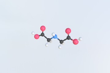 Aminodiacetic acid molecule, isolated molecular model. 3D rendering