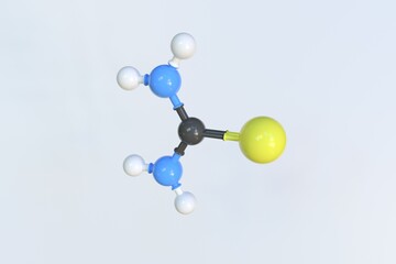 Molecule of thiourea, isolated molecular model. 3D rendering