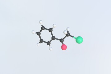 Phenacyl bromide molecule, isolated molecular model. 3D rendering