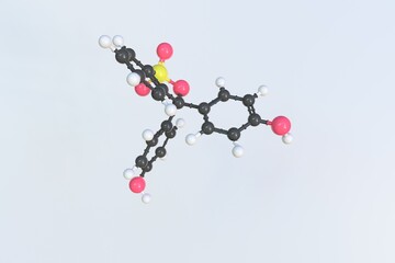 Phenol red molecule, isolated molecular model. 3D rendering