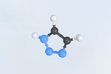 Triazole molecule made with balls, scientific molecular model. 3D rendering