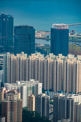 Fototapeta premium Hong Kong, China skyscraper building in modern city landscape, business urban center of Asia