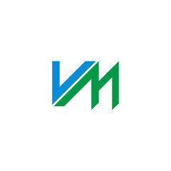 letters vm simple geometric line green mountain sporty logo vector - obrazy, fototapety, plakaty